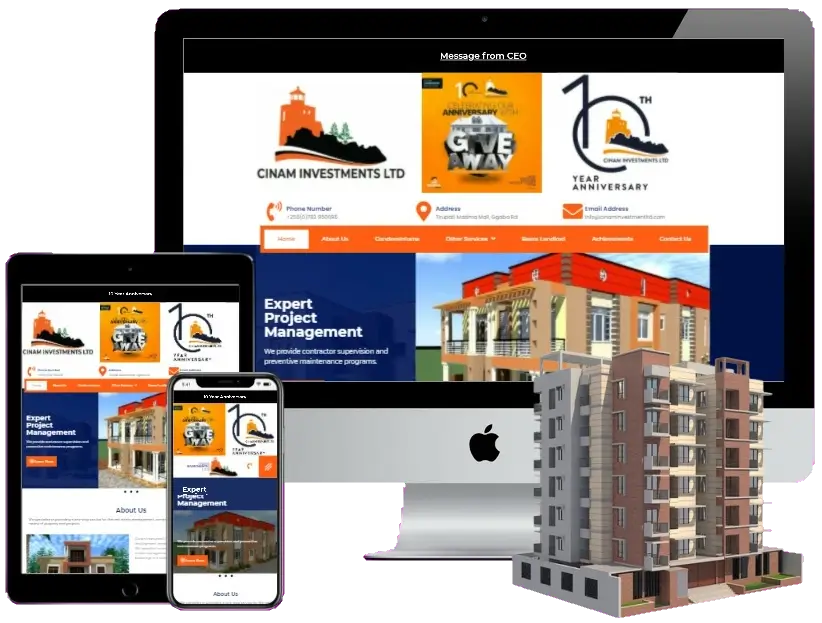 Construction web design Uganda mockup image