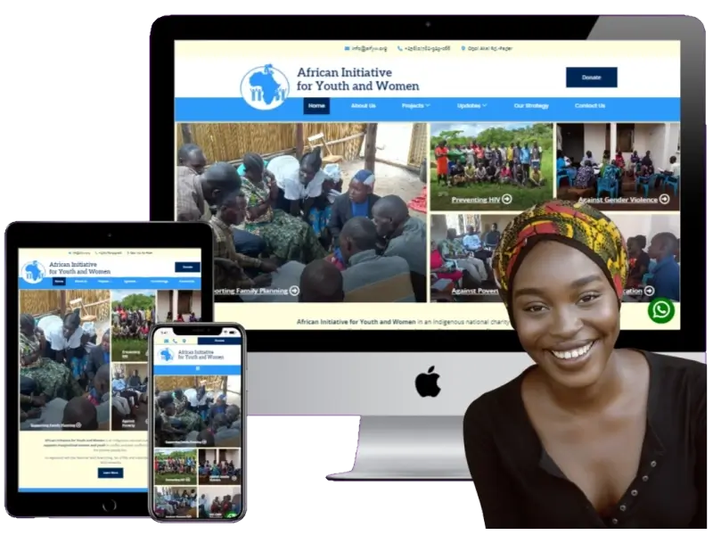 africa initative for youth and women ngo website design mockup